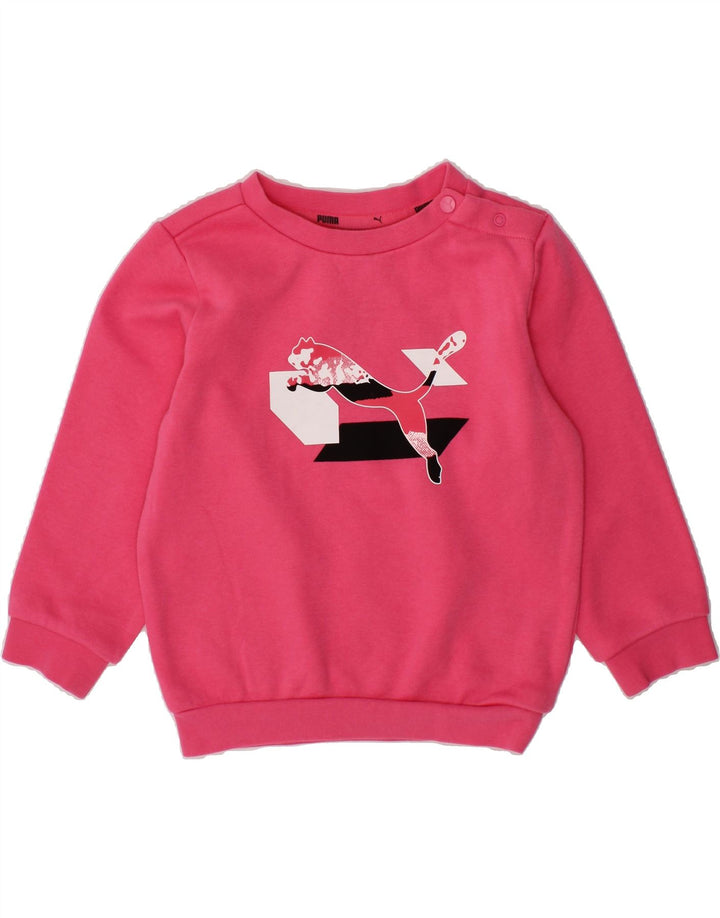 PUMA Baby Girls Graphic Sweatshirt Jumper 12-18 Months Pink Cotton Vintage Puma and Second-Hand Puma from Messina Hembry 