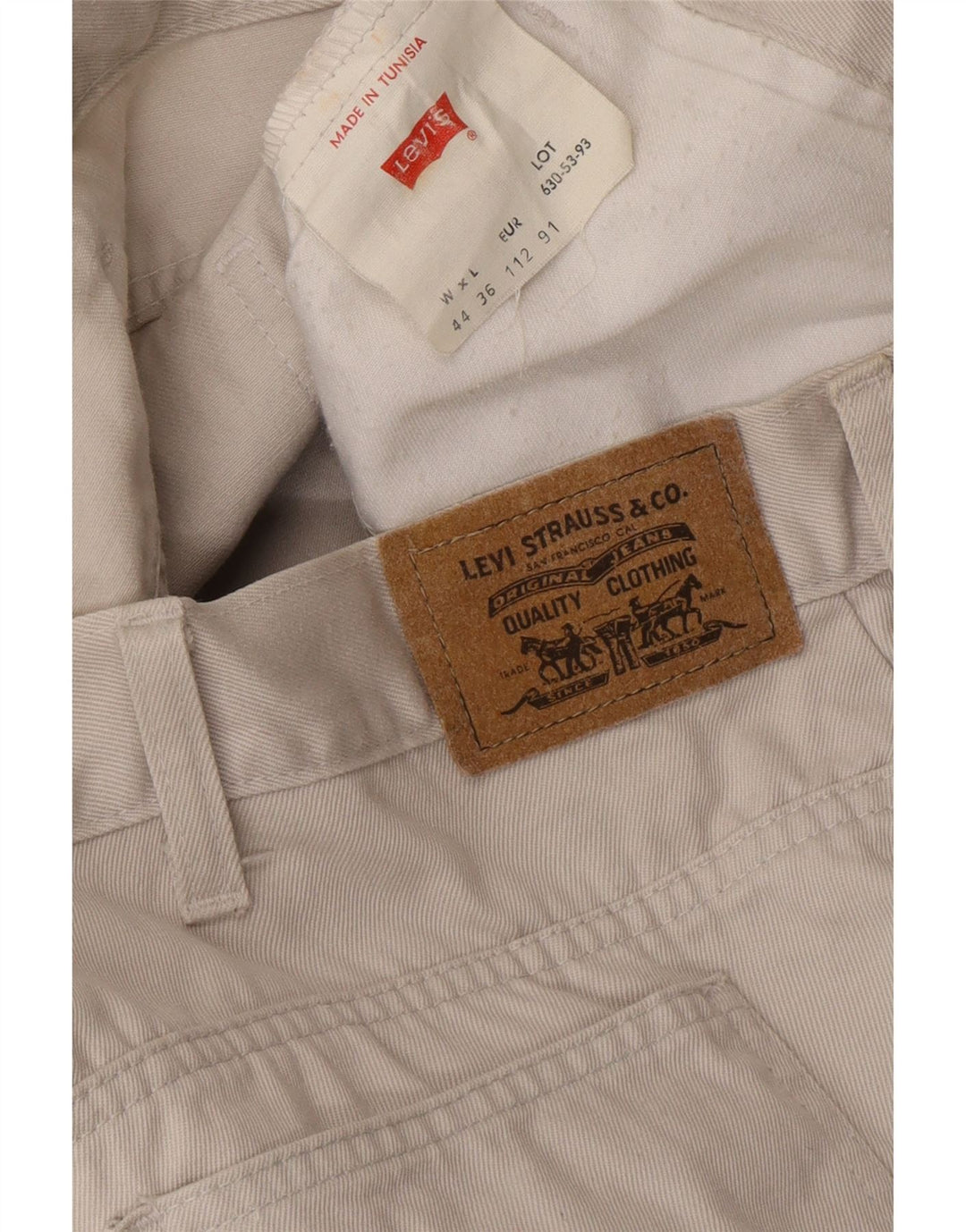 LEVI'S Mens Straight Casual Trousers W44 L31 Off White Cotton
