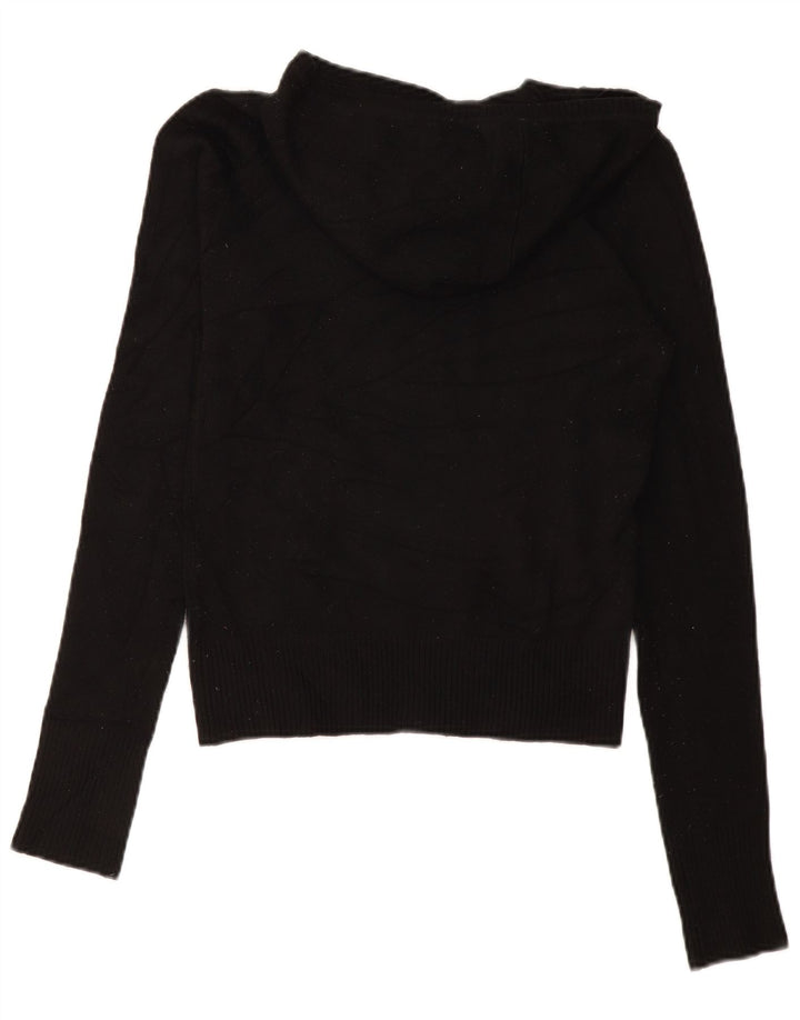 FRENCH CONNECTION Womens Hooded Jumper Sweater UK 12 Medium Black Acrylic
