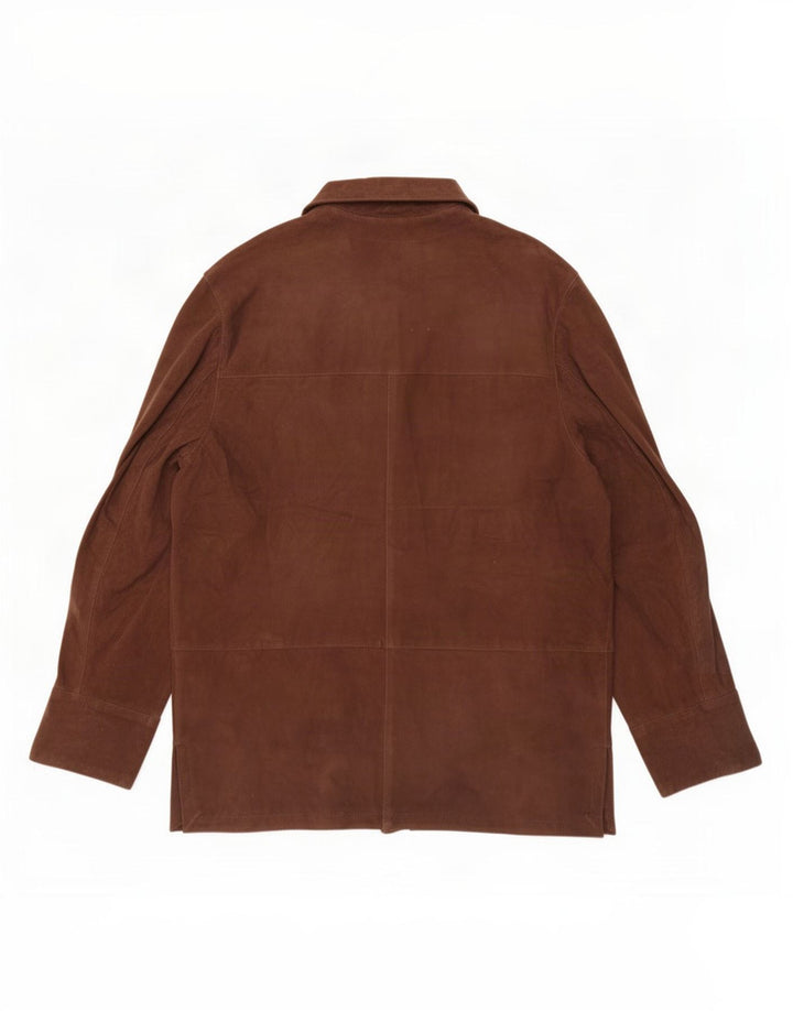 Vintage Womens Suede Jacket IT 48 XL Brown Leather