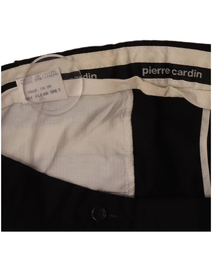 Pierre Cardin Mens Pegged Suit Trousers W38 L29 Black Wool
