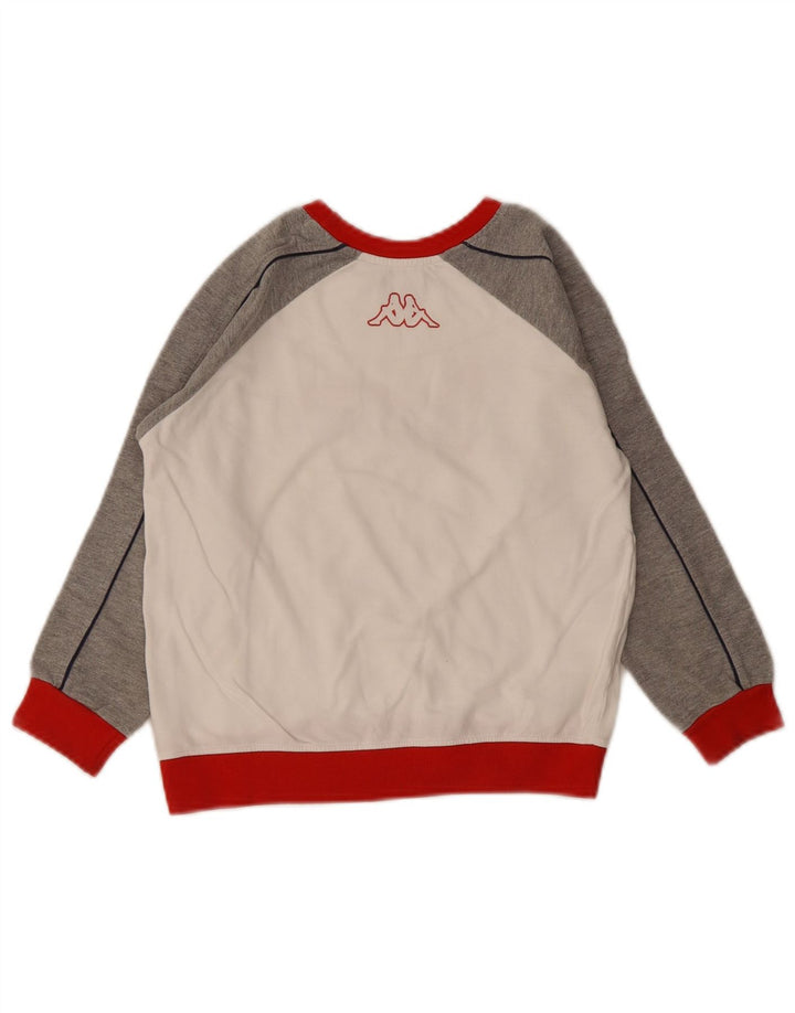 Kappa Boys Graphic Sweatshirt Jumper 6-7 Years White Colourblock Cotton