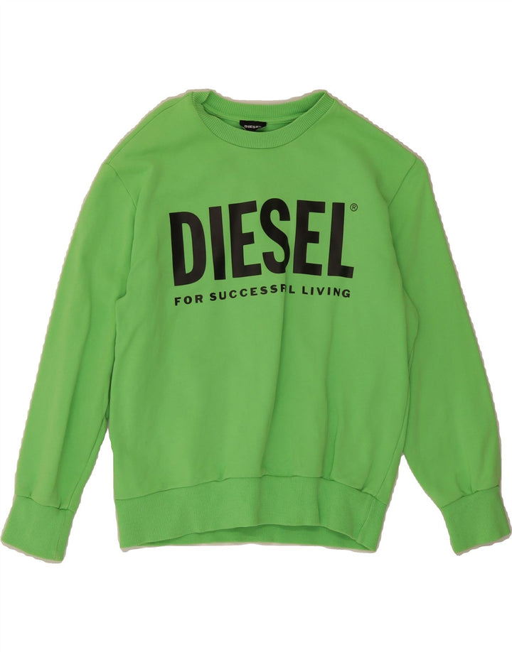 DIESEL Boys Graphic Sweatshirt Jumper 11-12 Years Green Cotton Vintage Diesel and Second-Hand Diesel from Messina Hembry 