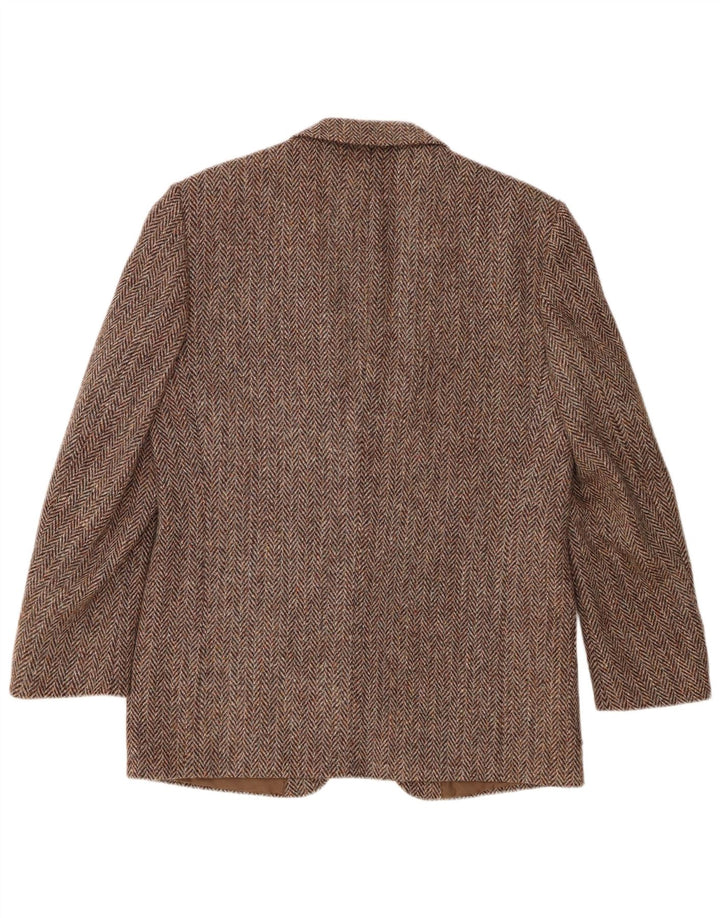 Harris Tweed Mens 2 Button Blazer Jacket IT 50 Large Brown Herringbone Wool