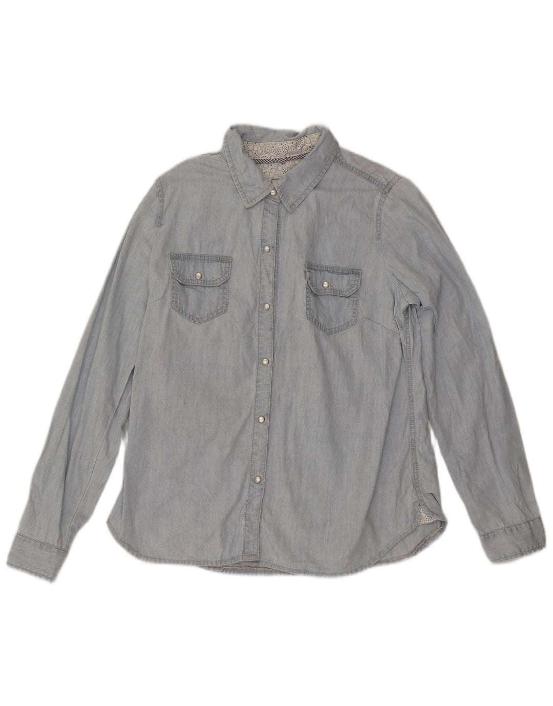 Fat Face Womens Denim Shirt UK 16 Large Blue Cotton