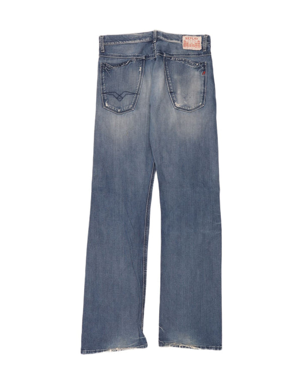 Replay Mens Bootcut Jeans W33 L36 Blue Cotton