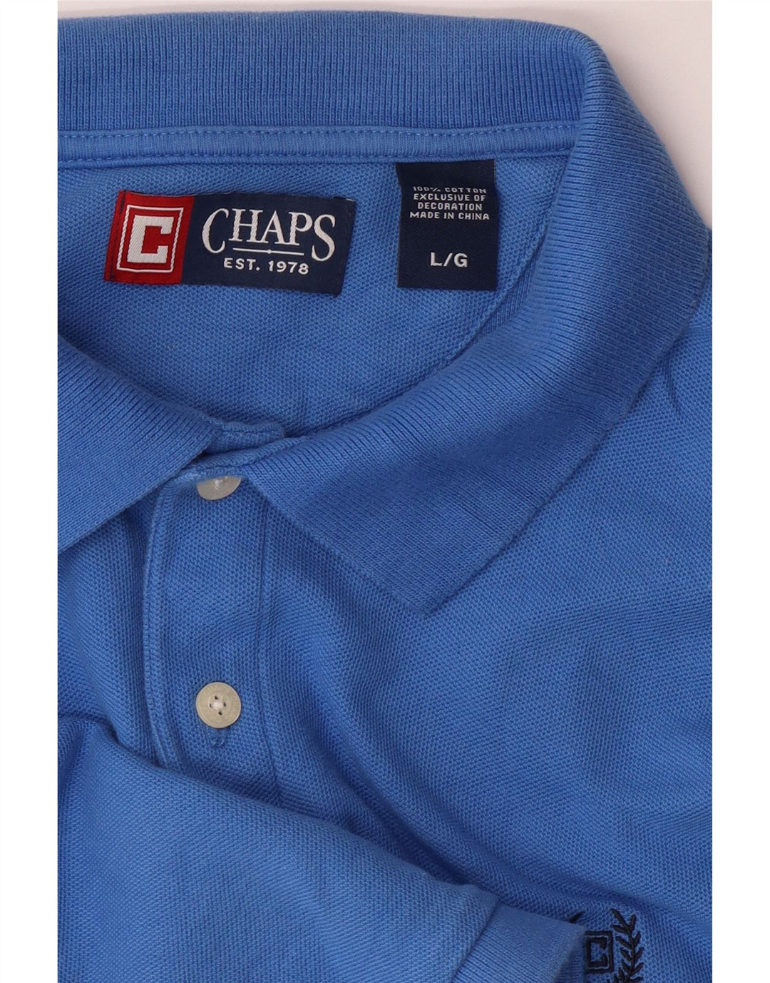CHAPS Mens Polo Shirt Large Blue Cotton Vintage Chaps and Second-Hand Chaps from Messina Hembry 