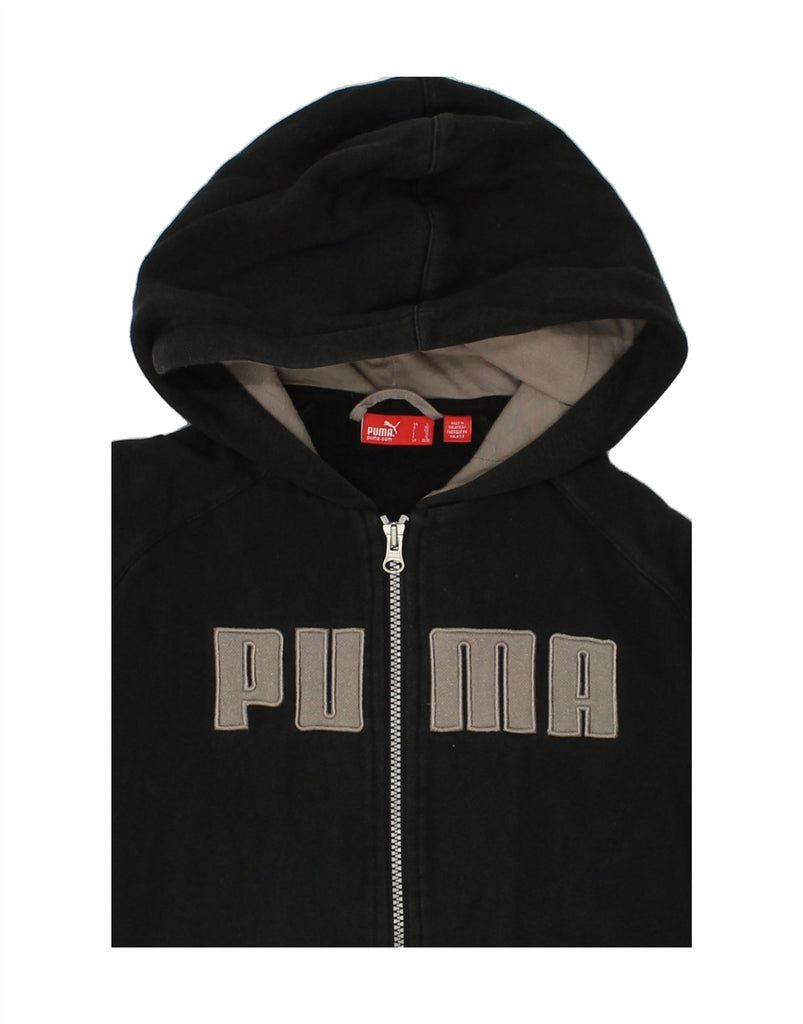 PUMA Boys Graphic Zip Hoodie Sweater 11-12 Years Large Black Colourblock Vintage Puma and Second-Hand Puma from Messina Hembry 