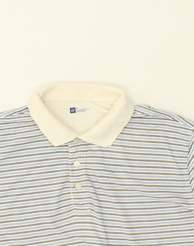 GAP Mens Classic Fit Polo Shirt Medium Blue Striped Cotton | Vintage Gap | Thrift | Second-Hand Gap | Used Clothing | Messina Hembry 