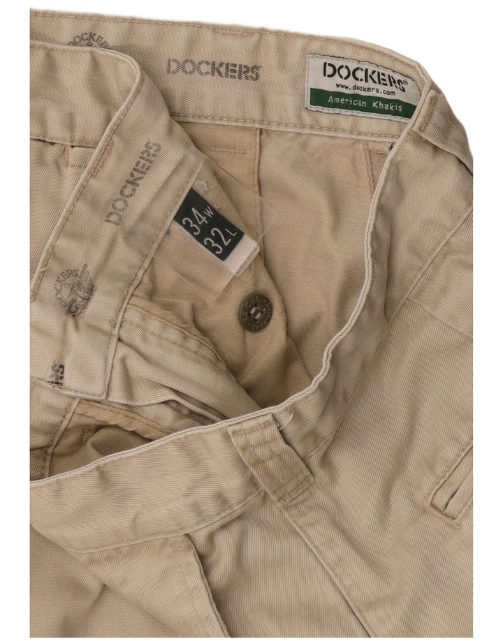 Dockers Mens Khakis Straight Chino Trousers W34 L32 Beige