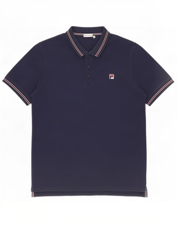Fila Mens Polo Shirt Large Navy Blue Cotton