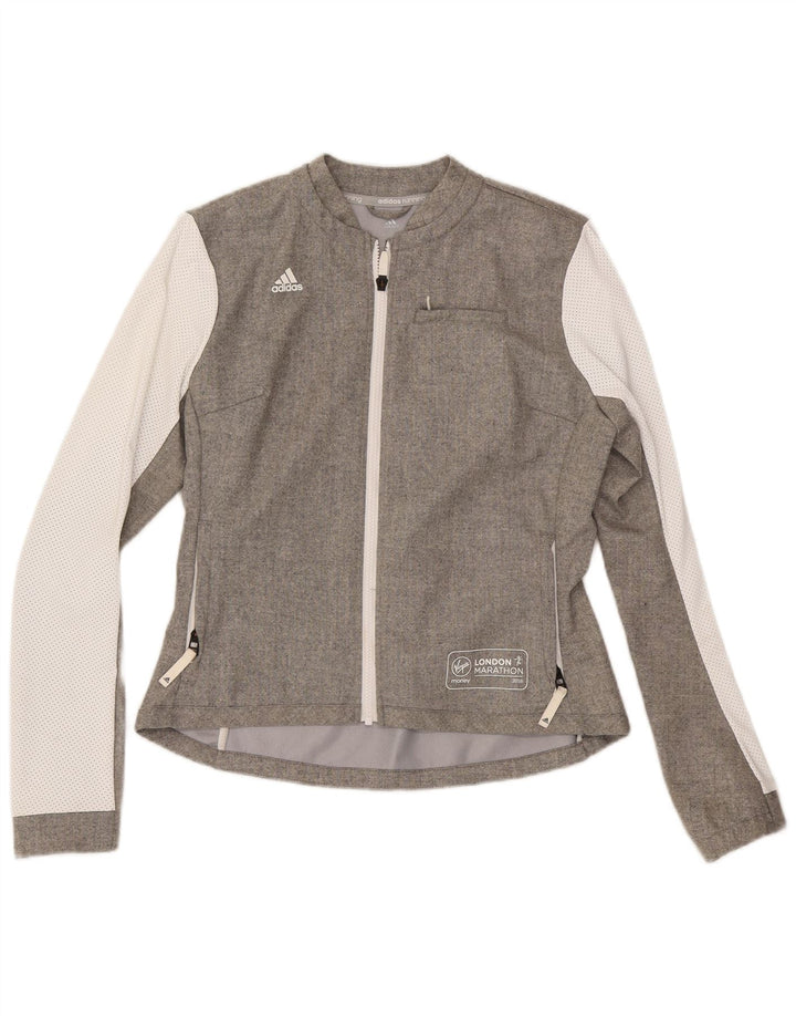 Adidas Womens Bomber Jacket UK 12/14 Medium Grey Colourblock Wool