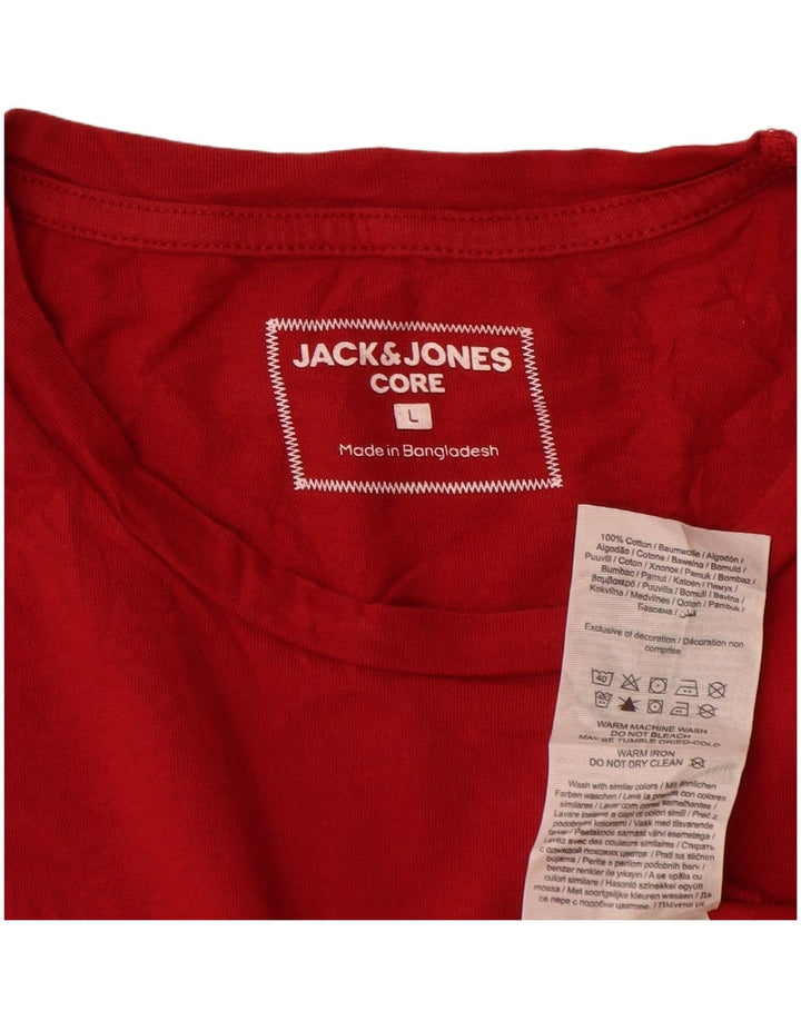 Jack & Jones Mens Graphic T-Shirt Top Large Red Cotton