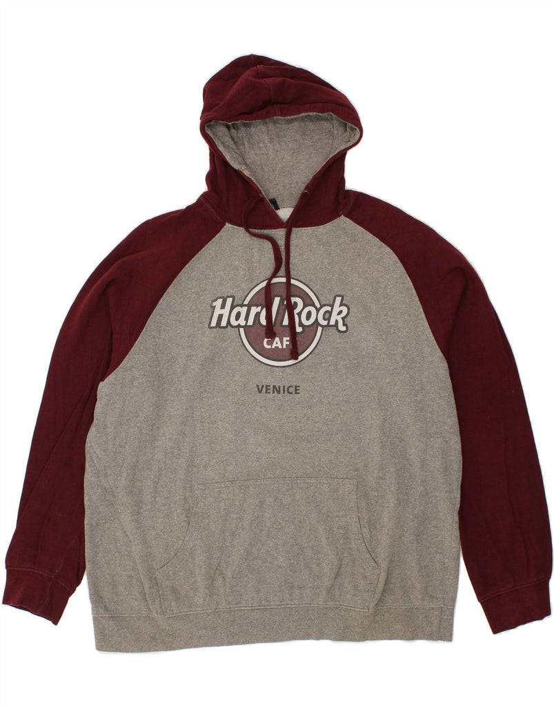 HARD ROCK CAFE Mens Venice Graphic Hoodie Jumper XL Grey Colourblock | Vintage Hard Rock Cafe | Thrift | Second-Hand Hard Rock Cafe | Used Clothing | Messina Hembry 