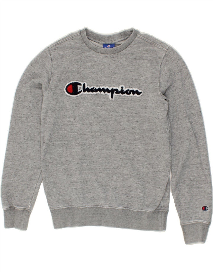 CHAMPION Boys Graphic Sweatshirt Jumper 11-12 Years  Large  Grey Cotton Vintage Champion and Second-Hand Champion from Messina Hembry 