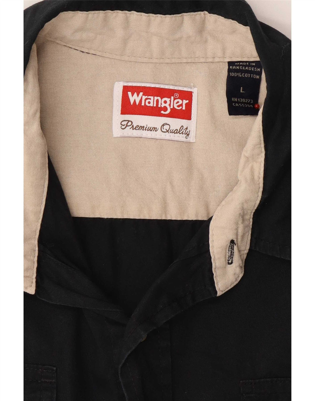 Wrangler Mens Short Sleeve Shirt Large Black Cotton