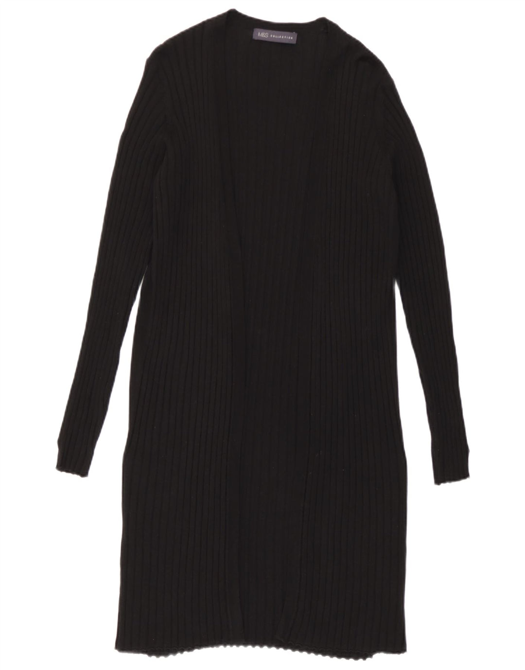 Marks & Spencer Womens Longline Open Cardigan Sweater UK 10 Small Black