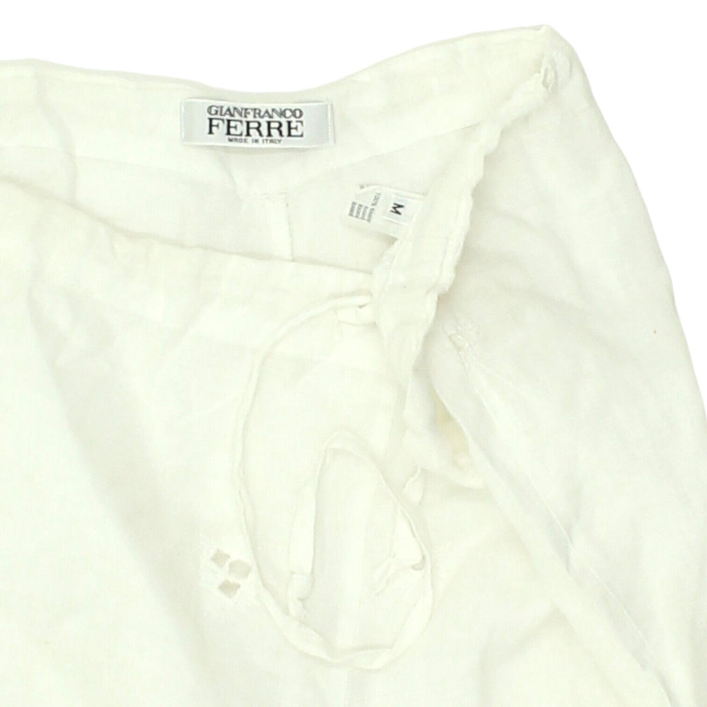 Gianfranco Ferre Womens White Lightweight Trousers | Vintage High End Designer | Vintage Messina Hembry | Thrift | Second-Hand Messina Hembry | Used Clothing | Messina Hembry 