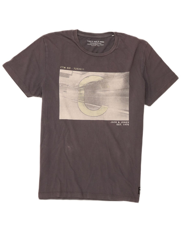 Jack & Jones Mens Graphic T-Shirt Top XL Grey Cotton