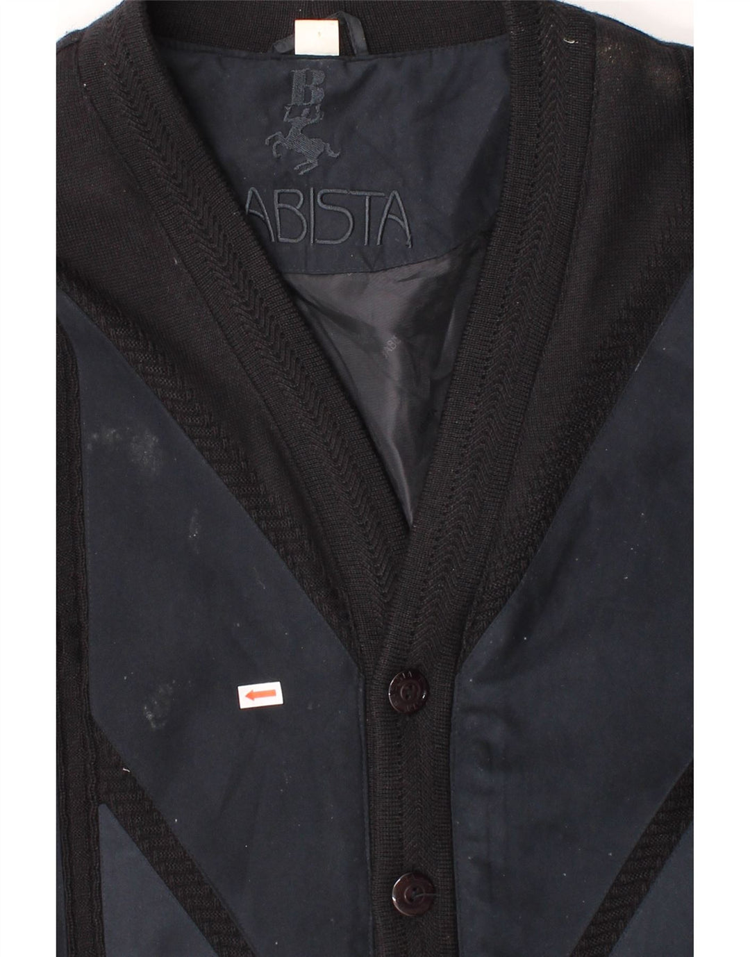 BABISTA Mens Bomber Jacket SIze 48/52 2XL Navy Blue Geometric Polyacrylic Vintage Babista and Second-Hand Babista from Messina Hembry 