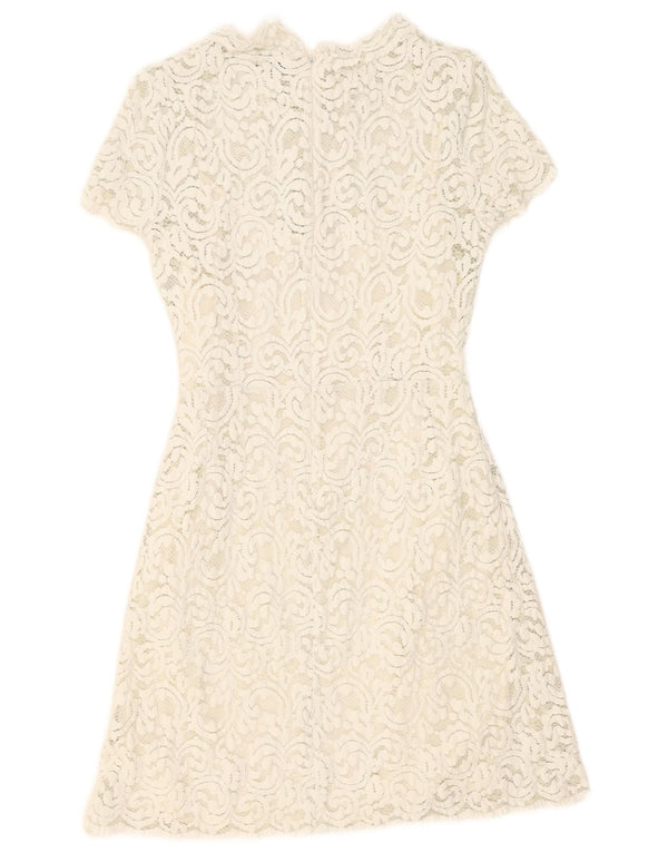 Jack Wills Womens Lace A-Line Dress UK 8 Small White Floral