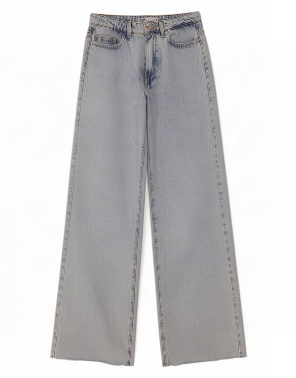 Zara Womens High Waist Wide Leg Jeans EU 36 XS W26 L32 Blue