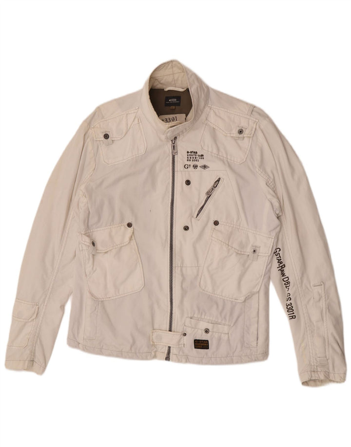 G-Star Mens Graphic Utility Jacket UK 40 Large White Cotton