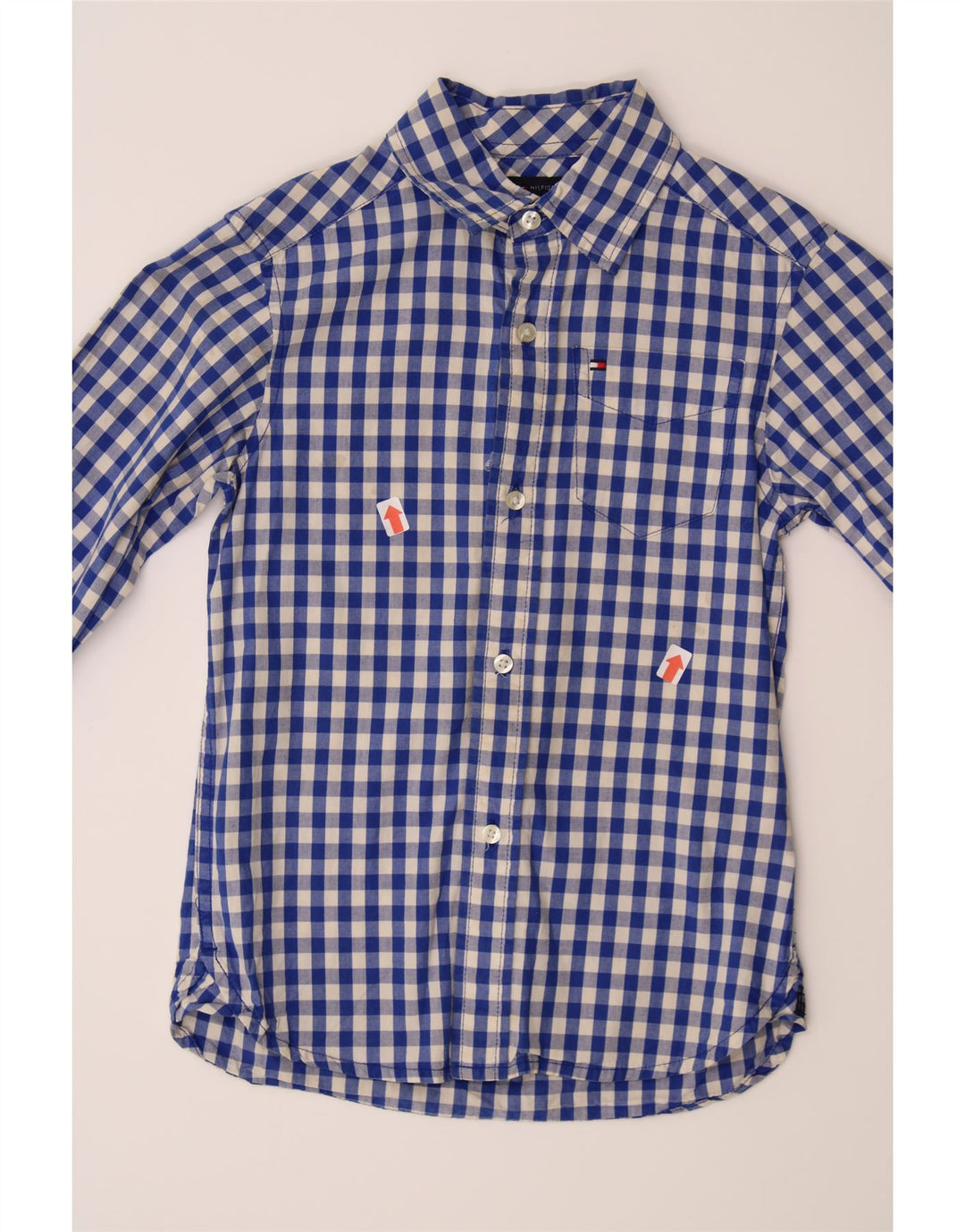 TOMMY HILFIGER Boys Shirt 4-5 Years XS  Blue Gingham Cotton Vintage Tommy Hilfiger and Second-Hand Tommy Hilfiger from Messina Hembry 