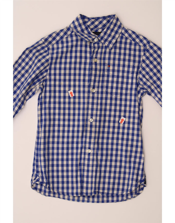 TOMMY HILFIGER Boys Shirt 4-5 Years XS  Blue Gingham Cotton Vintage Tommy Hilfiger and Second-Hand Tommy Hilfiger from Messina Hembry 