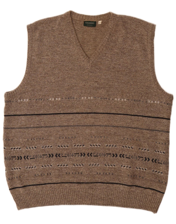 Canda Mens Vest Tank Top 2XL Grey Striped Acrylic