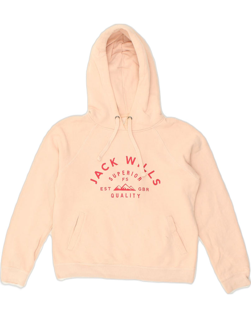 JACK WILLS Womens Graphic Hoodie Jumper UK 10 Small  Beige Cotton | Vintage Jack Wills | Thrift | Second-Hand Jack Wills | Used Clothing | Messina Hembry 