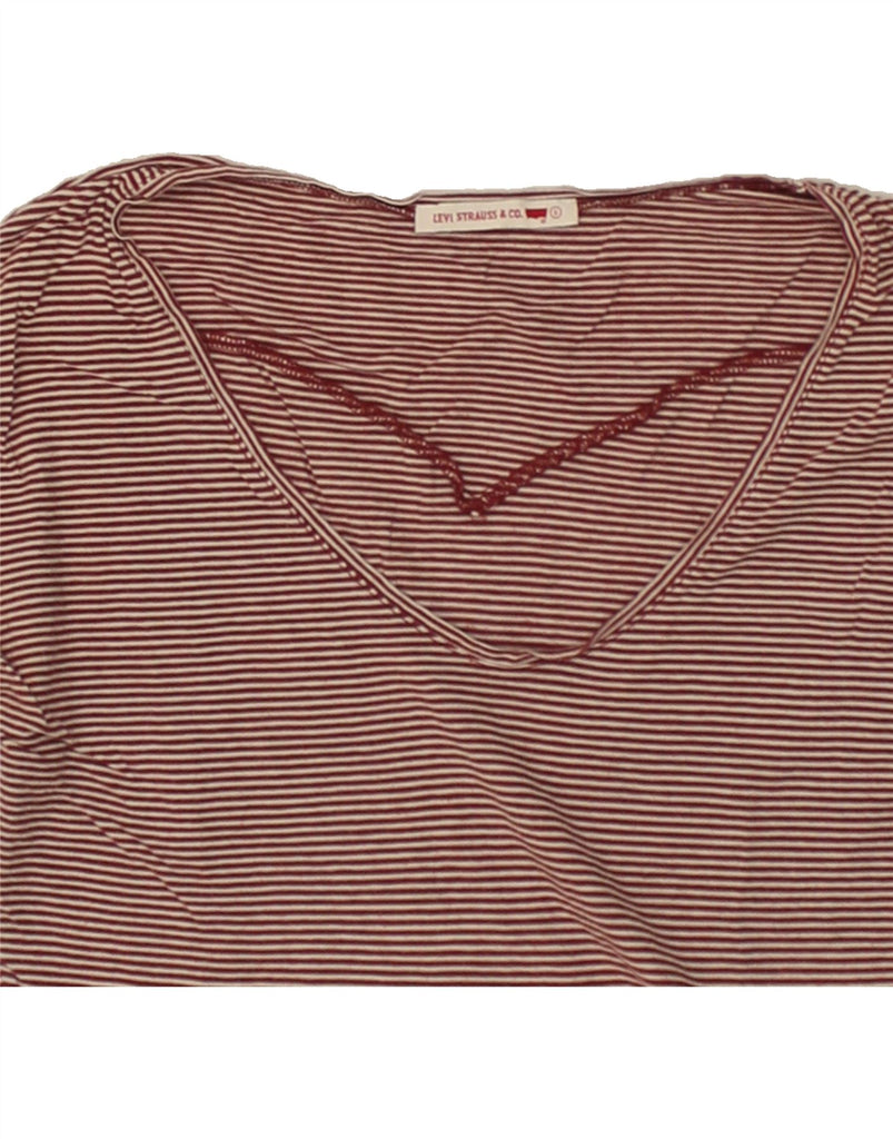 LEVI'S Womens Top Long Sleeve UK 10 Small Red Striped Cotton Vintage Levi's and Second-Hand Levi's from Messina Hembry 