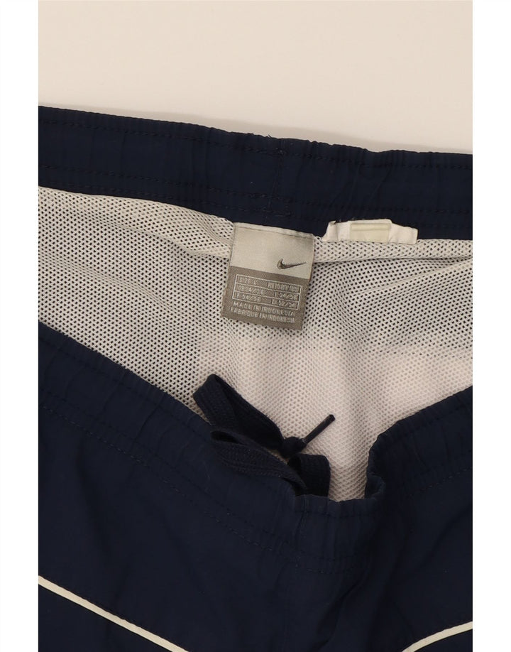 NIKE Mens Graphic Swimming Shorts Large  Navy Blue Colourblock Vintage Nike and Second-Hand Nike from Messina Hembry 