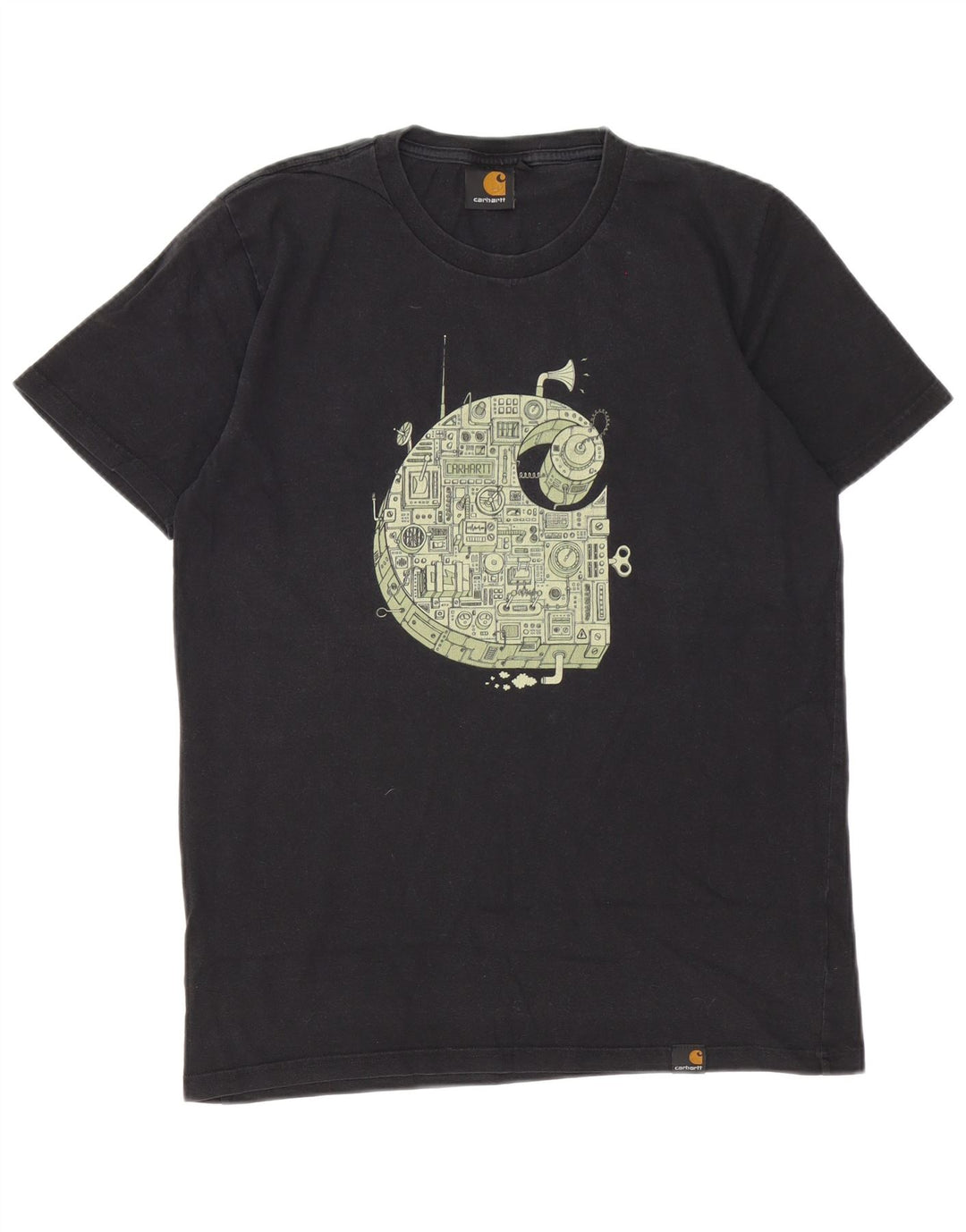 Carhartt Mens Graphic T-Shirt Top Medium Black Cotton