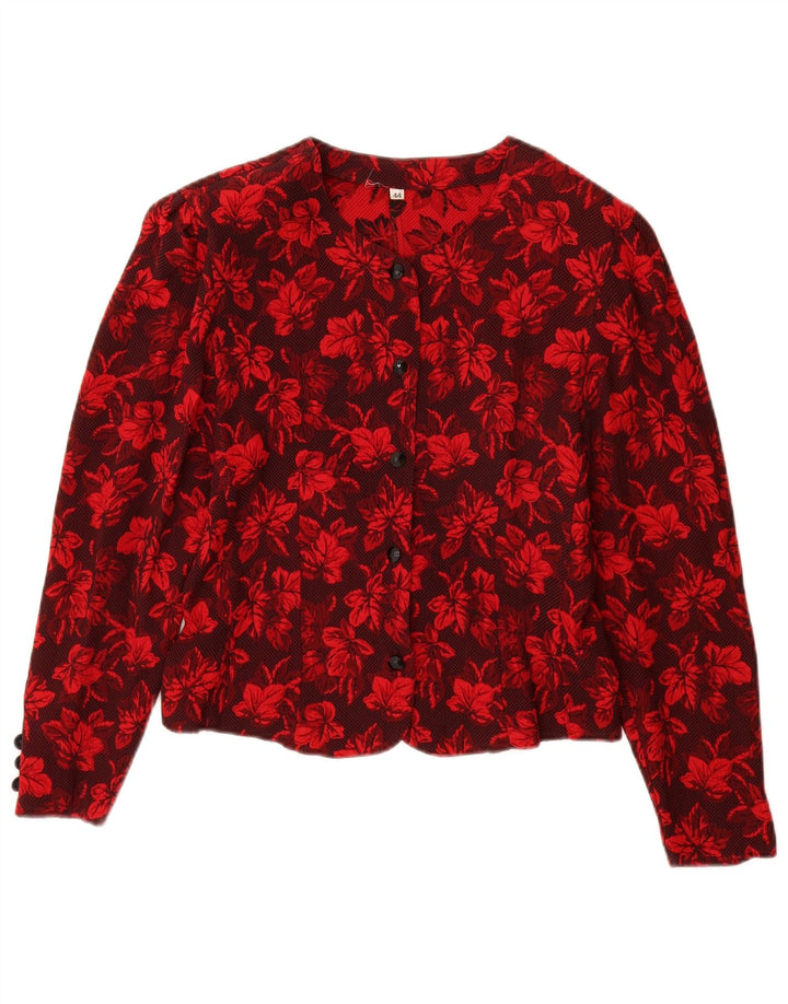 Vintage Womens Cardigan Top IT 44 Medium Red Floral Viscose