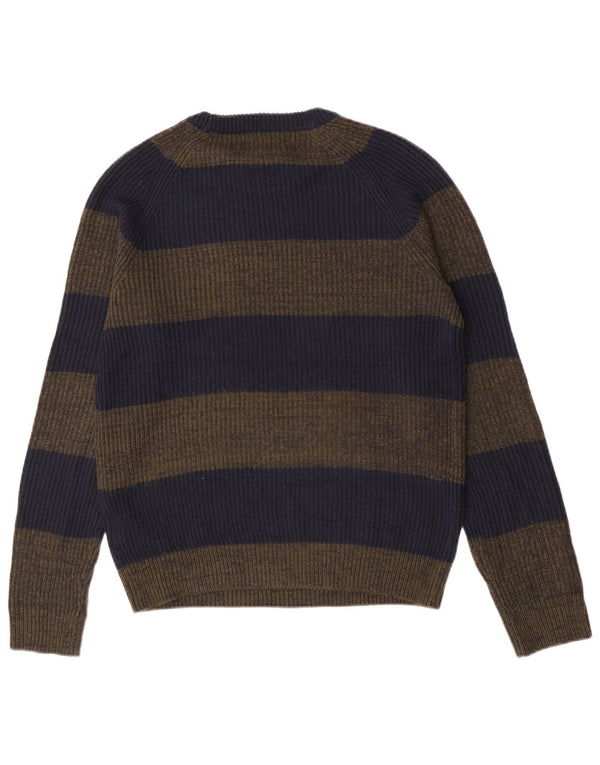 Jack & Jones Mens Crew Neck Jumper Sweater Small Navy Blue Striped Acrylic