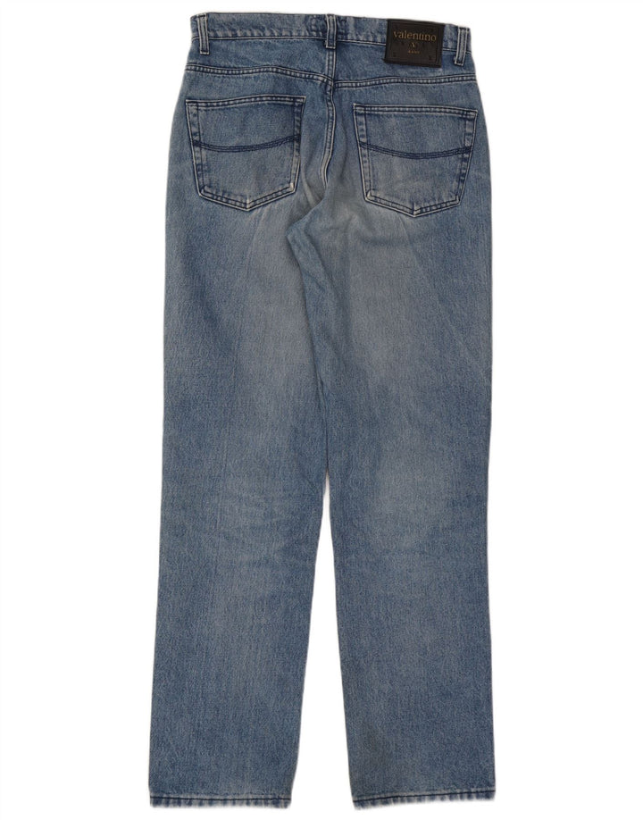 Valentino Mens Straight Jeans W33 L33 Blue Cotton