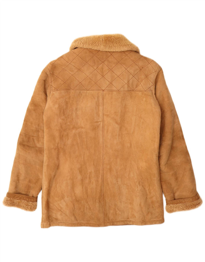 Vintage Womens Shearling Jacket IT 46 Large Beige Leather