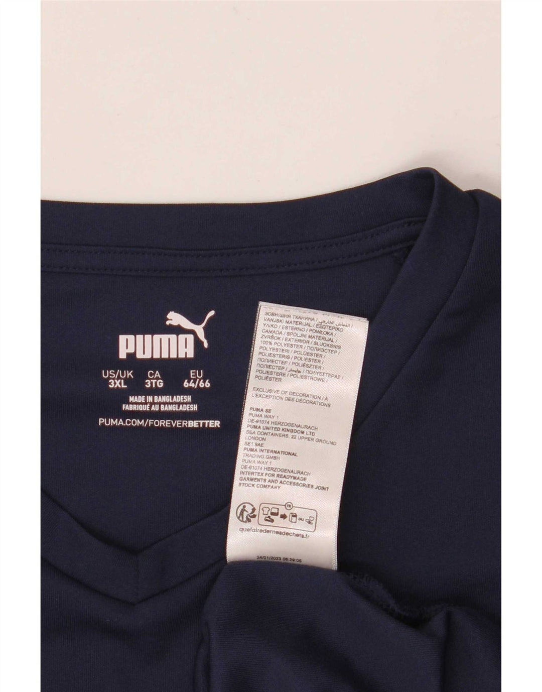 Puma Mens T-Shirt Top 3XL Navy Blue Polyester