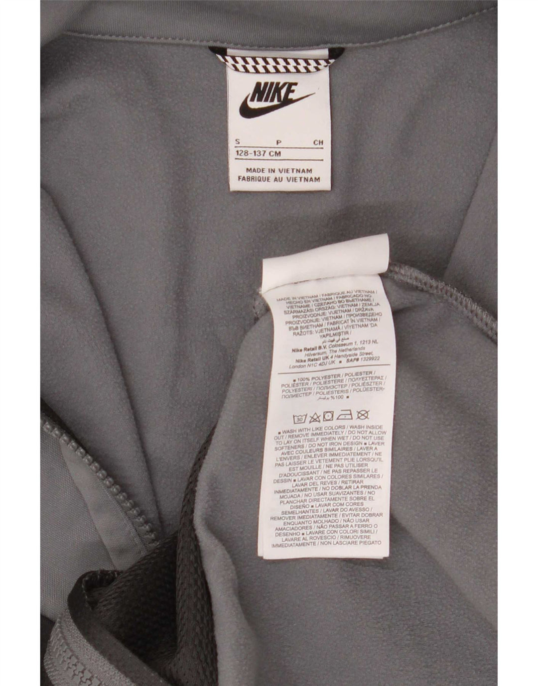 Nike Boys Graphic Tracksuit Top Jacket 8-9 Years Small Grey Colourblock