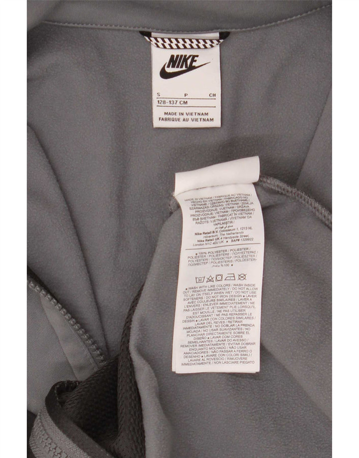 Nike Boys Graphic Tracksuit Top Jacket 8-9 Years Small Grey Colourblock