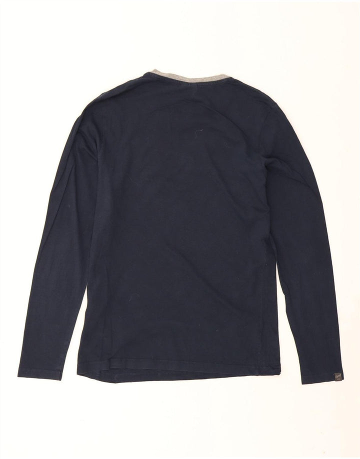 Jack & Jones Mens Graphic Top Long Sleeve Medium Navy Blue Cotton