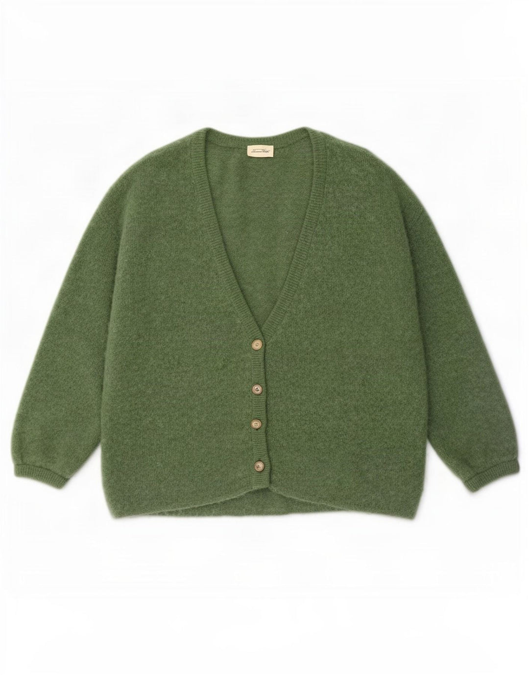 Vintage Womens 3/4 Sleeve Oversized Cardigan Sweater UK 14 Medium Green