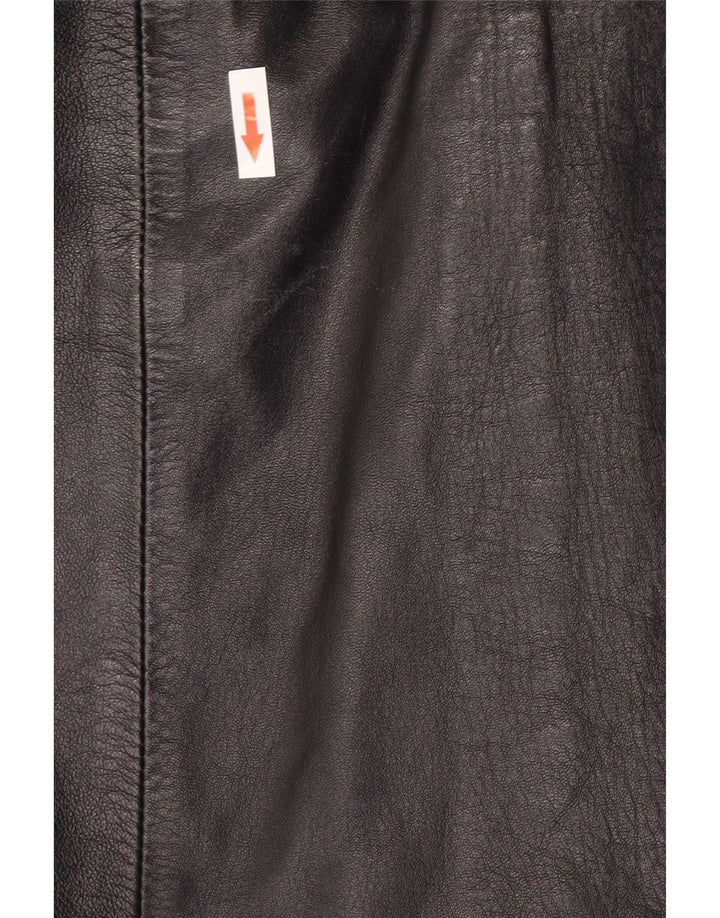 Vintage Womens Leather Coat UK 12 Medium Black Leather