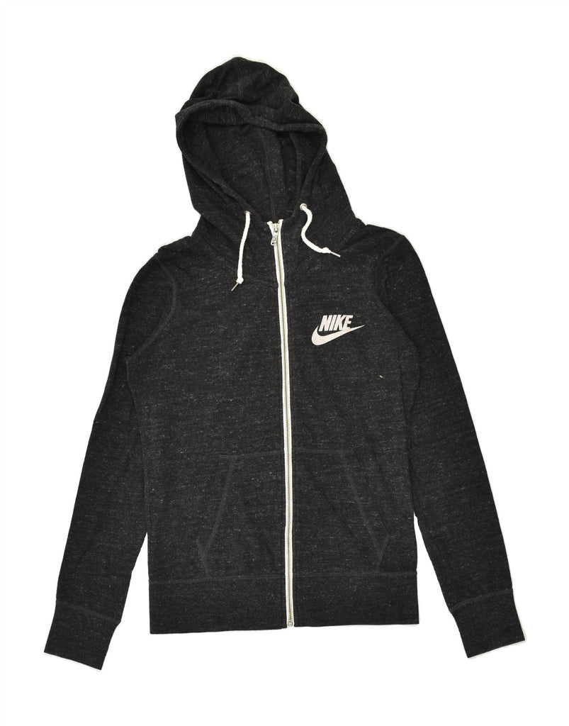 NIKE Womens Zip Hoodie Sweater UK 12 Medium Black | Vintage Nike | Thrift | Second-Hand Nike | Used Clothing | Messina Hembry 