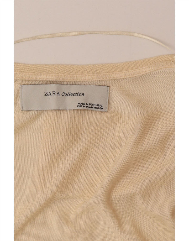 Zara Womens Longline Cardigan Sweater UK 12 Medium Beige