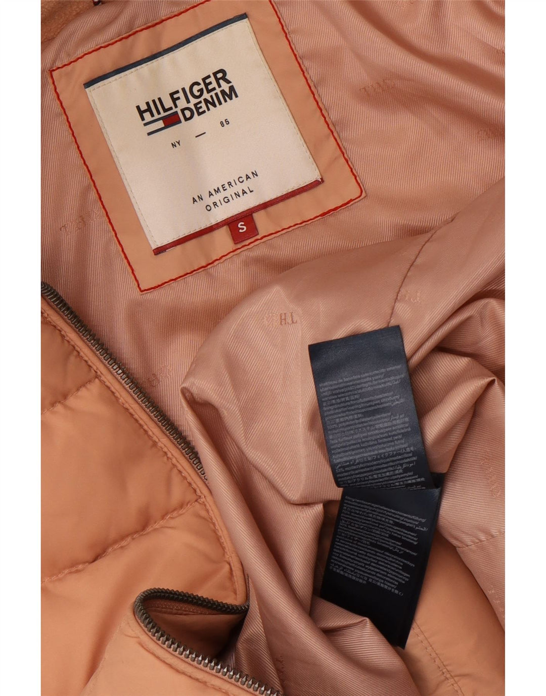 Tommy Hilfiger Womens Hooded Padded Jacket UK 10 Small Pink Polyester