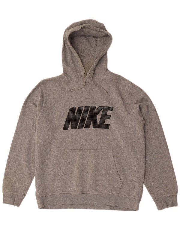 Nike Mens Graphic Hoodie Jumper Large Grey Cotton