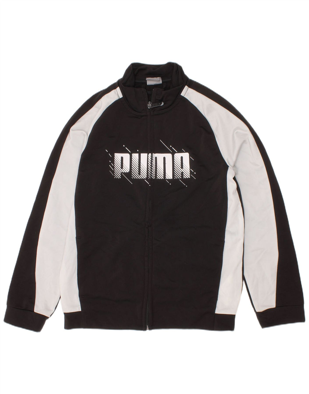 Puma Boys Graphic Tracksuit Top Jacket 7-8 Years Black Colourblock