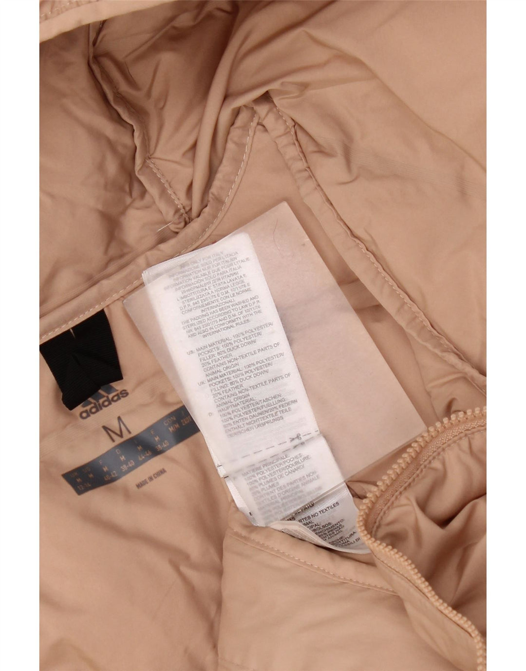 Adidas Womens Hooded Padded Gilet UK 12/14 Medium Beige Polyester